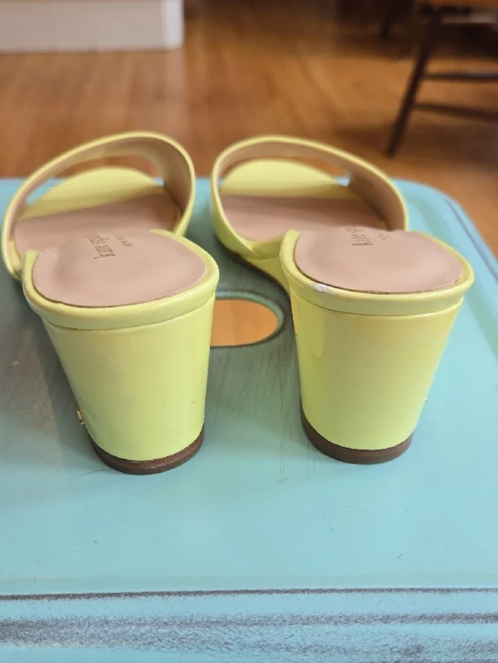 kate spade Butter Yellow Leather Wedge Slide Sandals Size 5